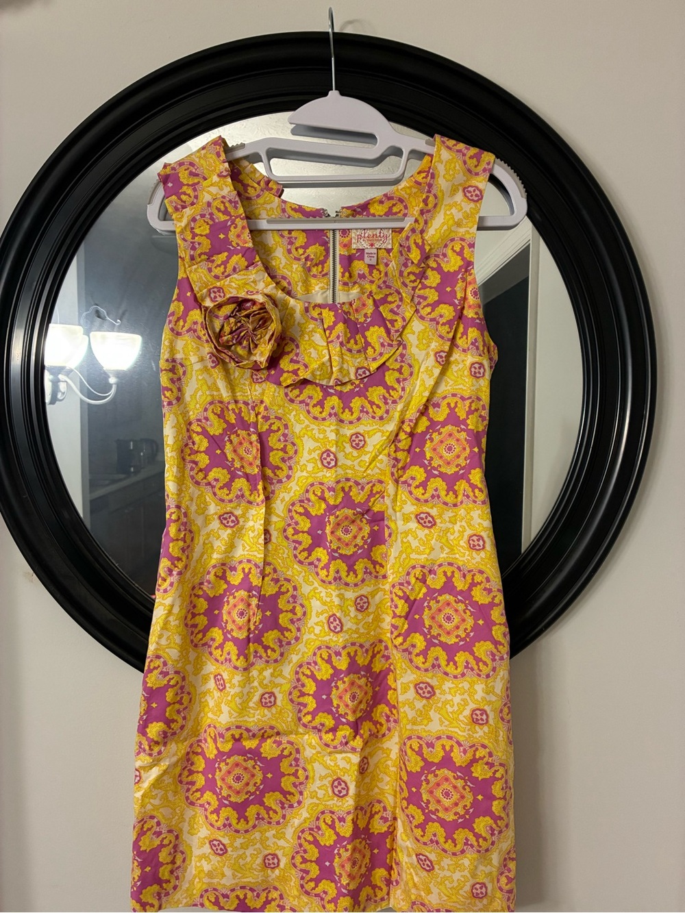 Plenty by Tracy Reese Yellow and Pink Medallion Sleeveless Dress
